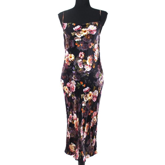 L'AGENCE Dresses & Skirts - L'AGENCE Nyla Silk Black Floral Colorful Moschata Rosa Midi Dress NEW Size 2